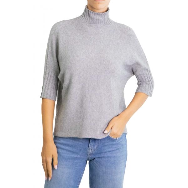 Maglioncino tinta unita collo alto manica 3/4 